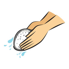 Hand-drawn illustration. Rinse Cosmetic Sponge for washing face