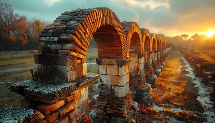 Ancient roman ruins of a roman aqueduct. Ruins from the ancient Roman Empire
