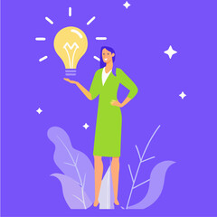 minimalist ui illustration of woman having an idea