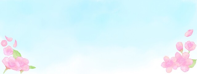 手書き風の桜と空のフレーム