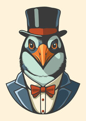 Illustration of a stylish penguin