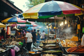 A bustling flower market in springtime, with vendors showcasing an array of blooming flowers, potted plants, and garden accessories, set against a backdrop of lush greenery, Generative AI