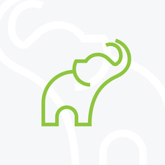 Abstract green elephant vector logo design. Creative linear animal logotype