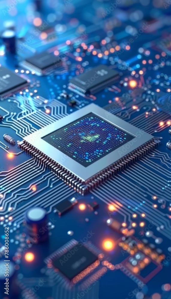 Aufkleber electronic computer hardware technology on a circuit board background for tech enthusiasts