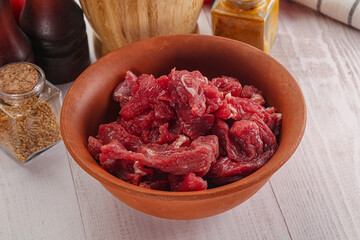 Raw beef meat - sliced strips