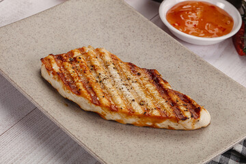 Grilled turkey fillet steak with sauce