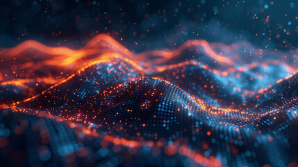 An abstract representation of the internet as a physical space where data streams form rivers and mountains