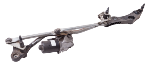 Wiper mechanism with electric motor - with a reducer that returns the brushes to their place, as well as the levers and the brushes themselves, operate with a washer that provides water to the glass.