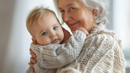 Grandmother Embracing Her Grandchild