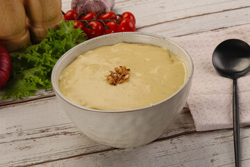 Gourmet cheese soup in the bowl