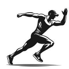 Sportsman running, playing, silhouette vector isolated on white background