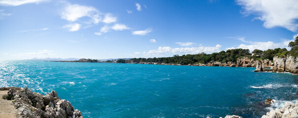 Fototapeta premium Panorama at Billionaires bay in Antibes Cap