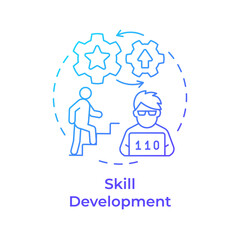 Skill development blue gradient concept icon. Hackathon benefit. Improve technical skills. Round shape line illustration. Abstract idea. Graphic design. Easy to use in promotional materials