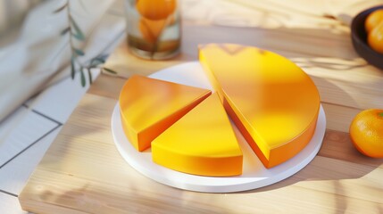 Arranges a marketing presentation where a pie chart in bright oranges is used to highlight consumer preferences in a fun and visually striking way
