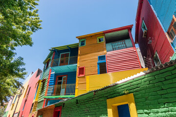 Colorful houses in La Boca district, Buenos Aires, Argentina.