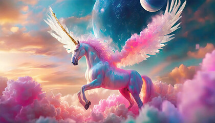 羽ばたくユニコーンのイメージ