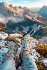 close-up of a tourist's legs. Selective focus