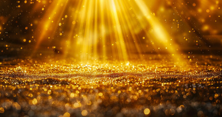 A bright yellow background with a lot of sparkles - obrazy, fototapety, plakaty