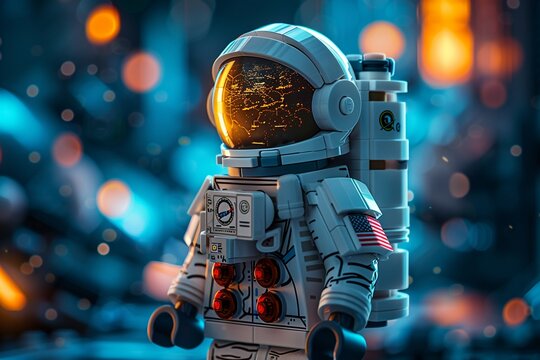 Creative LEGO build of an astronaut, complete with a visored helmet and space gear 8K , high-resolution, ultra HD,up32K HD