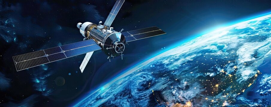 satellite orbits the Earth capturing the intricate web of night lights from cities around the world