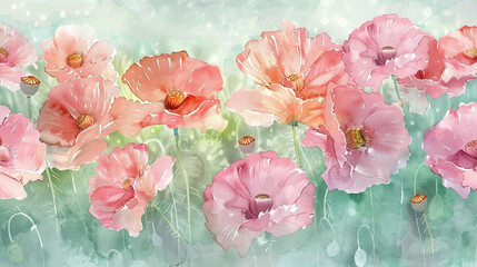 Spring's joy captured in abstract poppies, bubblegum to watermelon hues.