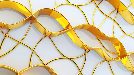 Geometric grace in golden lines, shimmering on white, embodies sophisticated artistry.