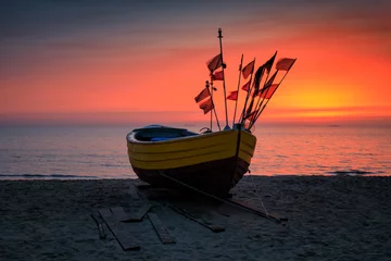Fotobehang De Oostzee, Sopot, Polen Beautiful sunrise on the beach of Baltic Sea in Sopot, Poland