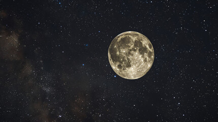 Full moon in night starry sky