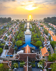 Aerial view of luxry hotel in Khao Lak beach in Phang Nga, Thailand
