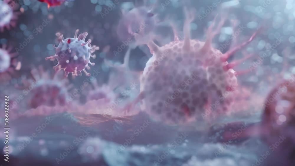 Aufkleber an image of a white cell in action engulfing a bacteria using its multiple arms highlighting its imp