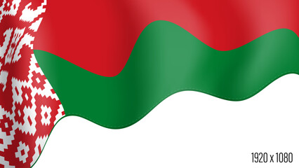 Belarus country flag realistic independence day background. Belarusian commonwealth banner in motion waving, fluttering in wind. Festive patriotic HD format template for independence day