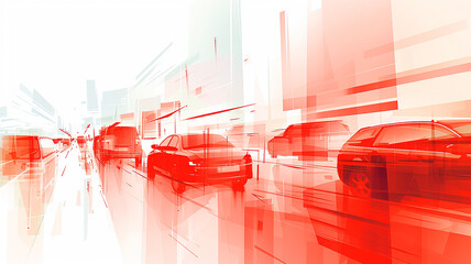 Cars moving fast on the highway, abstract geometric background - obrazy, fototapety, plakaty