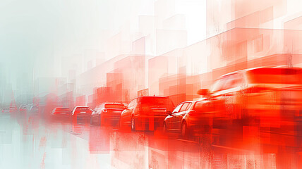 Cars moving fast on the highway, abstract geometric background