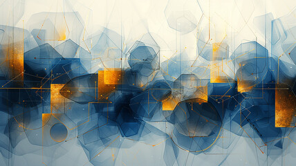 Geometric pattern in blue and yellow, abstract graphic background
