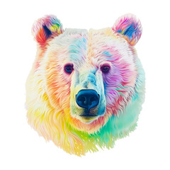 Polar bear head in soft pastel colors on transparent background. Generative ai design art.