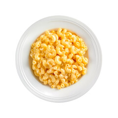 Macaroni and cheese on white plate on transparent background. Generative ai design art.