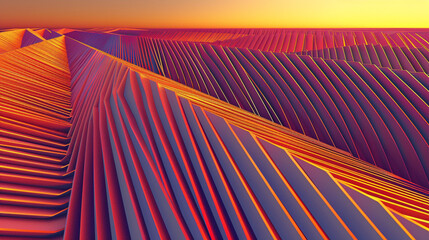 Sunset spectrum lines in 3D form a warm pattern like a horizon at dusk.