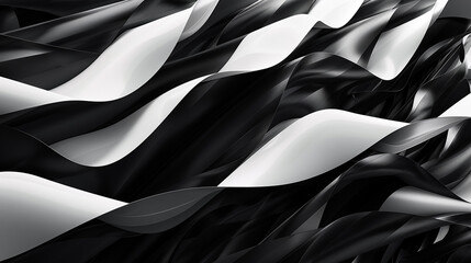 Black and white waves intertwine, a rhythmic dance of geometry.