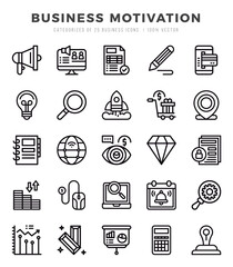 Business Motivation Icons Pack. Lineal icons set. Lineal icon collection set.