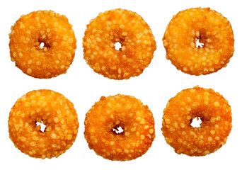 Fried Fish donuts isolated on white, Fried fish donuts  Isolated on White background PNG File.