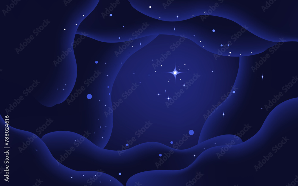 Poster vector space background . cute flat style template with stars in outer space