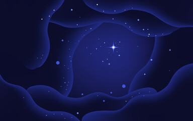 Vector space background . Cute flat style template with Stars in Outer space
