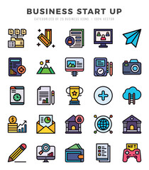 Business Start Up Icons bundle. Lineal Color style Icons. Vector illustration.