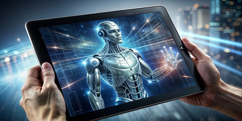 tablet, gadget, robot, bot