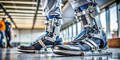 prosthetic foot, orthosis, disabled person - obrazy, fototapety, plakaty