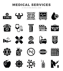 MEDICAL SERVICES icons set. Vector illustration.