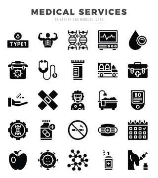 MEDICAL SERVICES icons set. Vector illustration.
