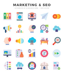 Marketing & Seo Icon Pack 25 Vector Symbols for Web Design.