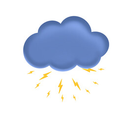 cloud and lightning behind cloud over blue sky. Cloud. Icon. Logo.