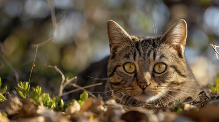 Naklejka na ściany i meble Katze in der Natur - Cat in nature